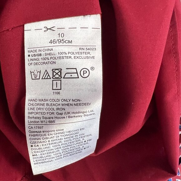 Banana Republic Diamond Pleated Lined Knee Length Skirt Red Blue White Sz 10 - Picture 13 of 14